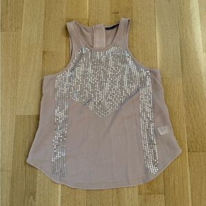 American Eagle Outfitters Pink Sequin Sleeveless Tank Top